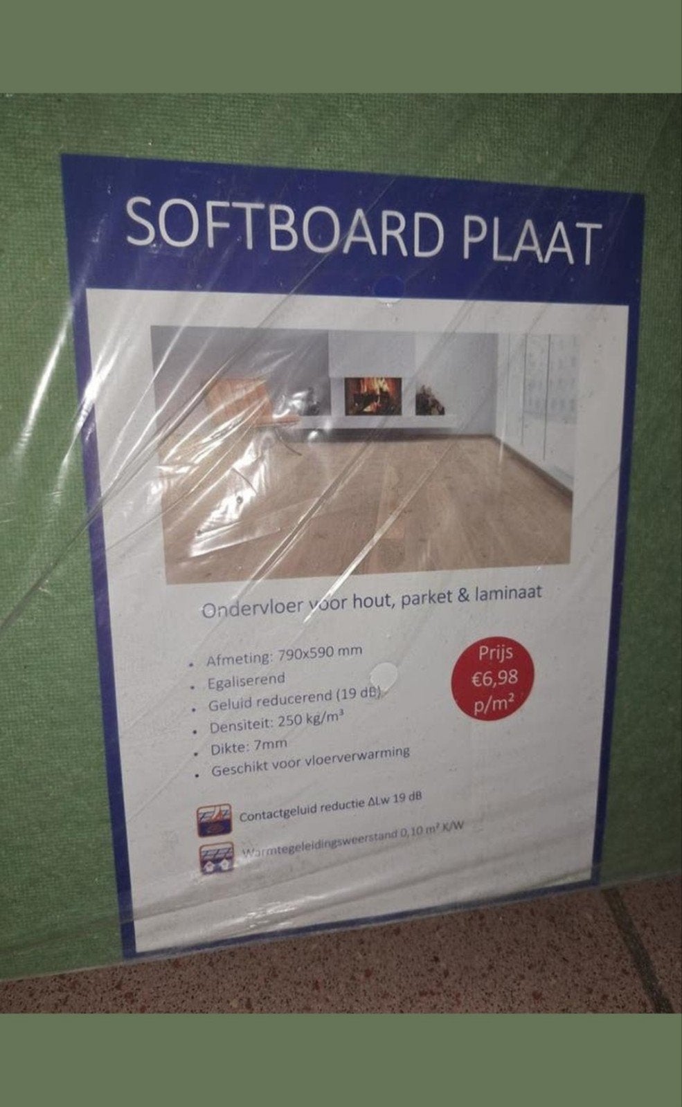 1 NIEUW PAK Softboard ondervloerplaten 7,2m2, Ophalen, Overige materialen, 30 cm of meer, 50 tot 150 cm