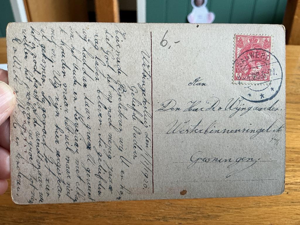 Langebalk stempel Sauwerd op briefkaart, Verzenden, T/m 1940, Gestempeld