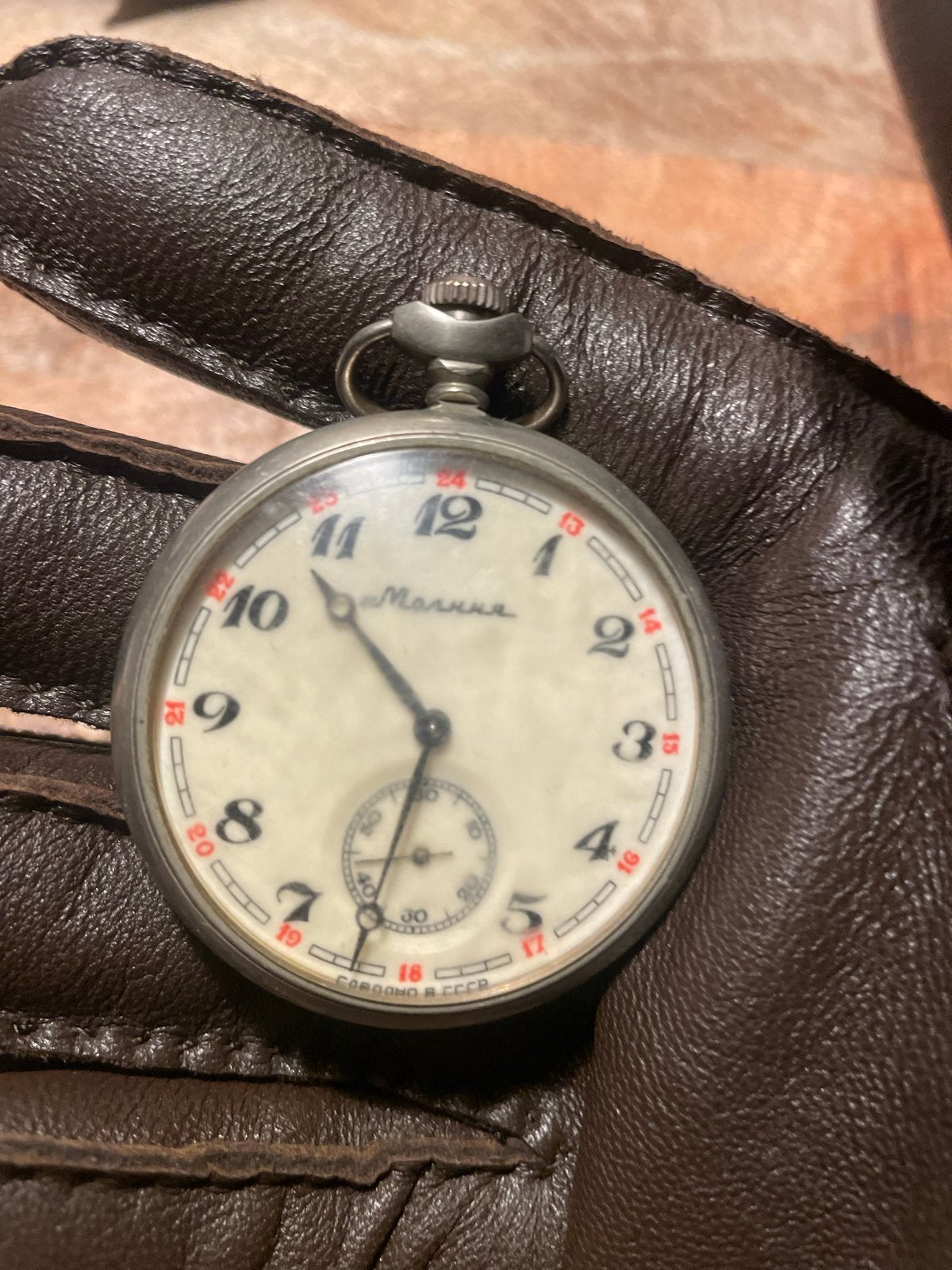 Vintage Molnija Zakhorloge met Scheepsgravure - USSR, Overige materialen, Zakhorloge, 1960 of later, Ophalen