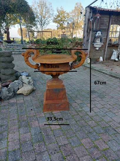 Tuinvaas Gietijzeren vaas op console, Tuin en Terras, Ophalen of Verzenden, Nieuw