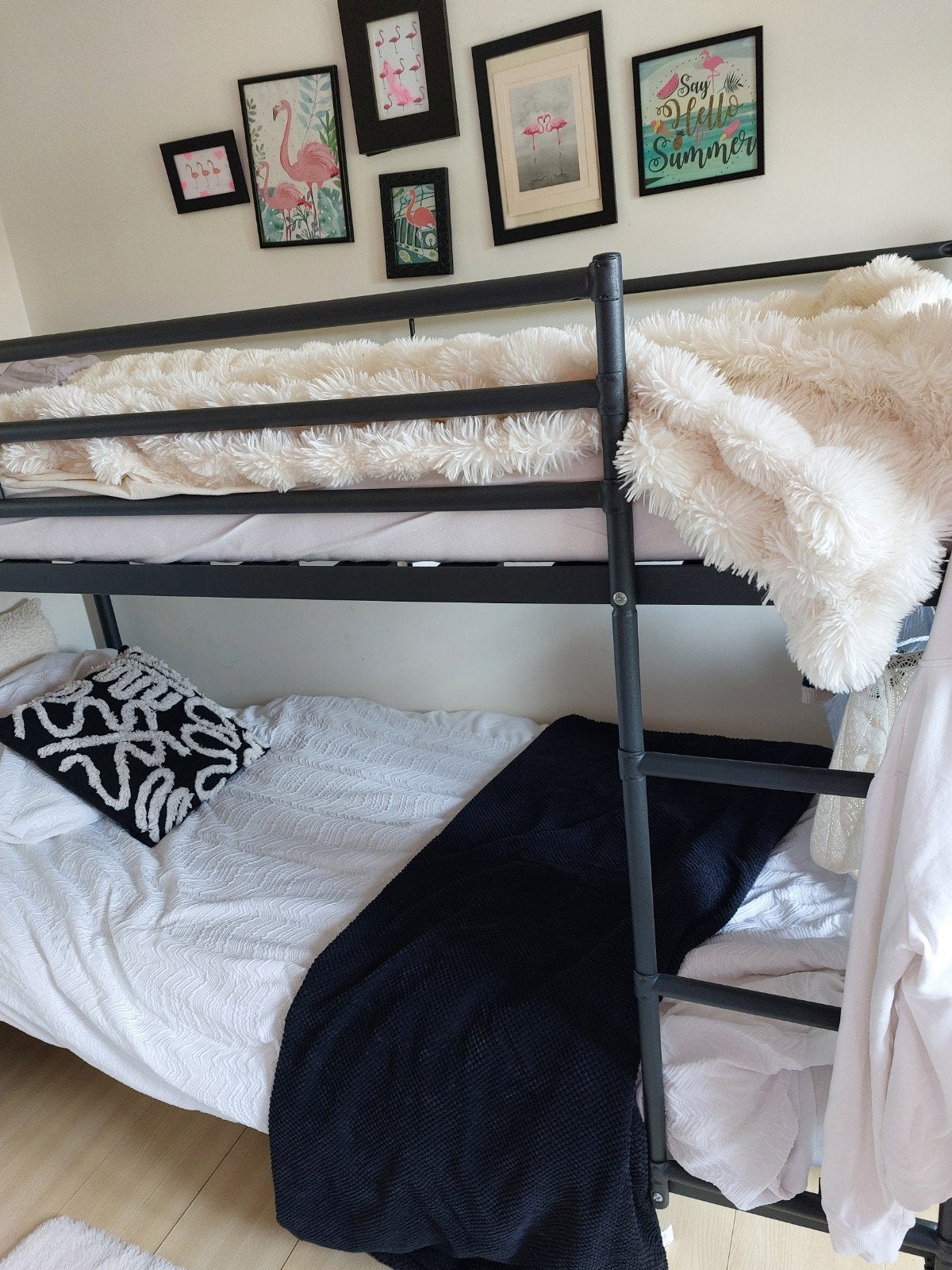 Zwart  metalen stapelbed., Huis en Inrichting, Slaapkamer | Stapelbedden en Hoogslapers, Ophalen, 90 cm, 160 tot 180 cm, Tweepersoons