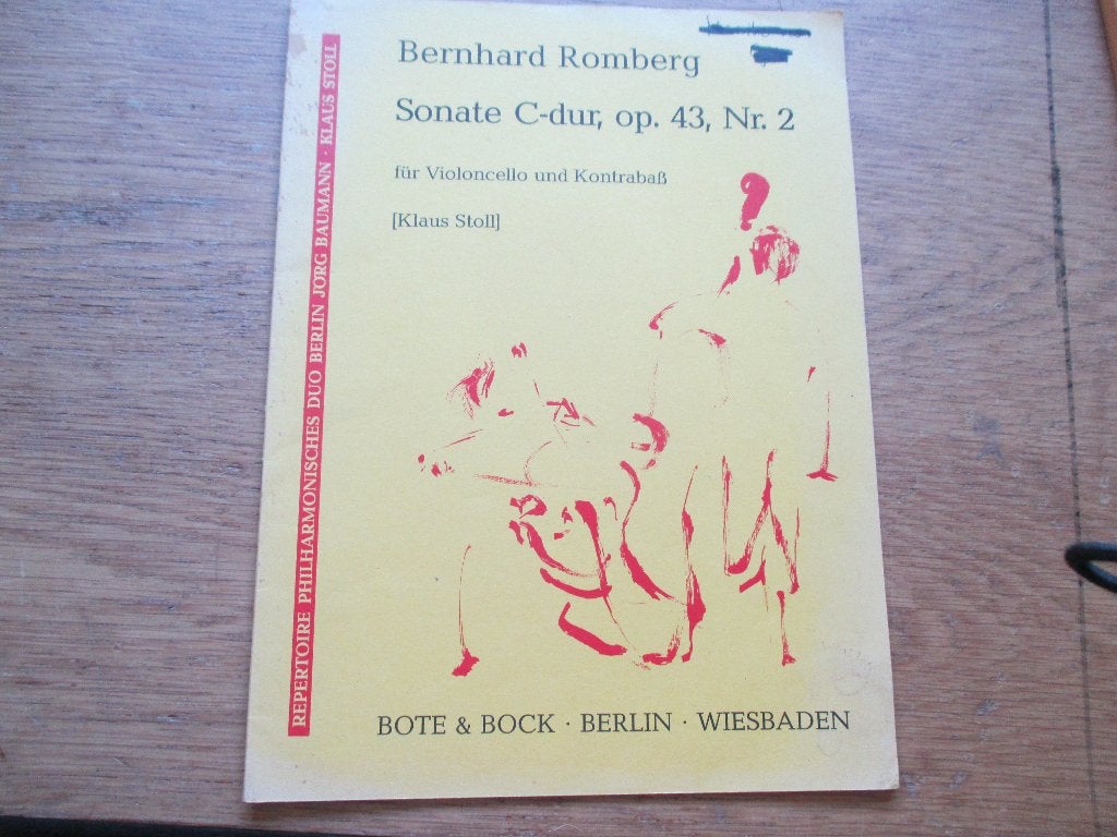 Bernhard Romberg Sonate C-dur, op. 43, Nr. 2-cello+contrabas, Gebruikt, Klassiek, Ophalen of Verzenden, Cello
