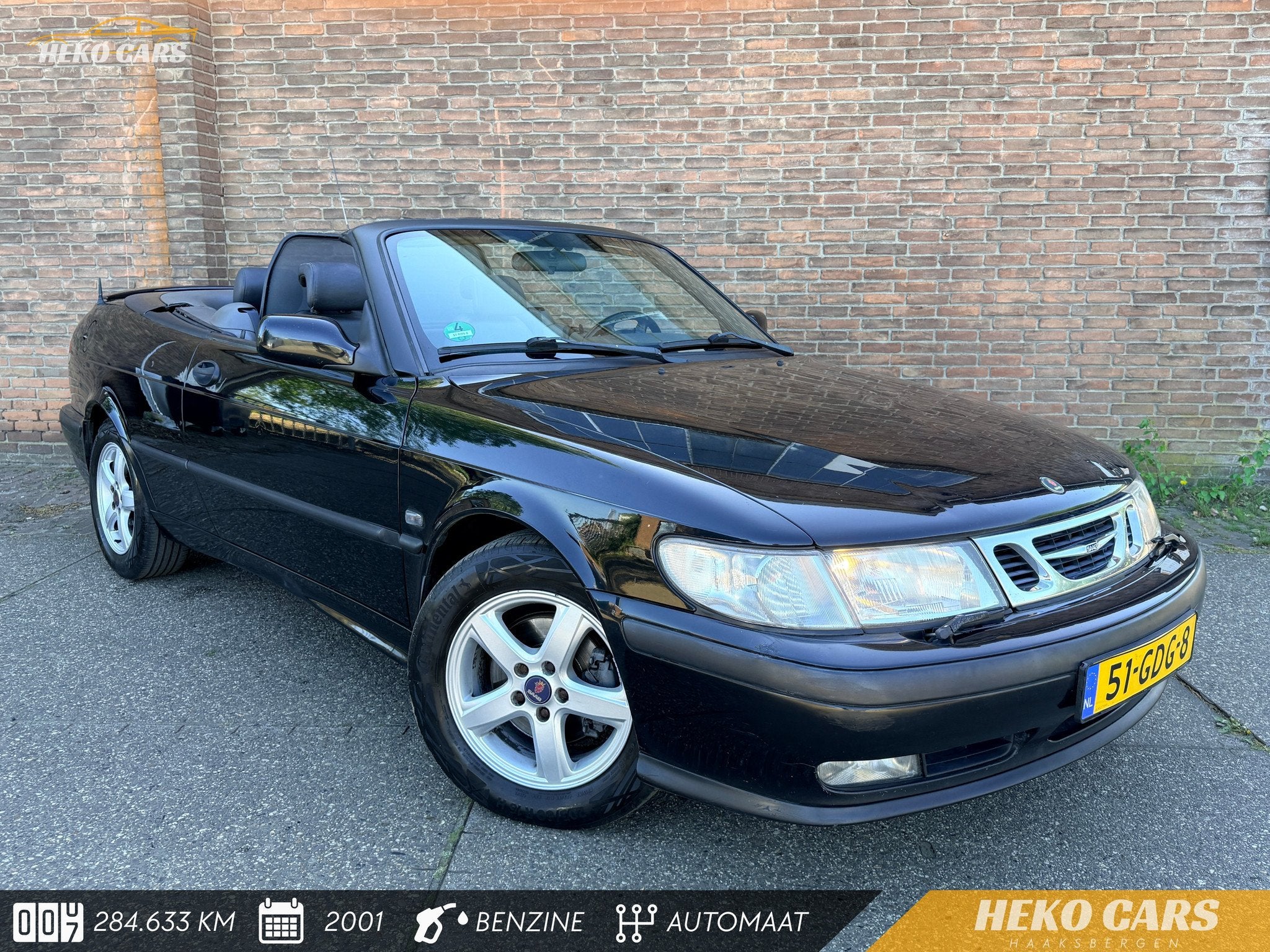 Saab 9-3 2.0t SE·Cabrio·Aut·Climate·Cruise·Stoelverw.·, Auto's, Oldtimers, Cabriolet, 4 stoelen, Zwart, Bedrijf