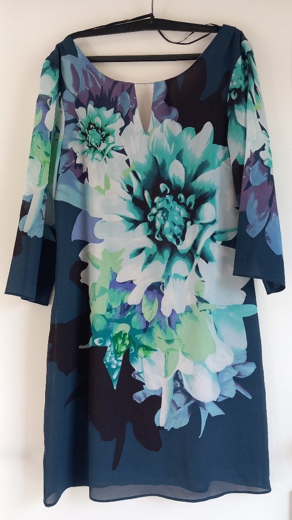 Luchtige  blauw -turquoise tuniekjurk-unieke Vsplit-hals-36, Kleding | Dames, K-design, Blauw, Ophalen of Verzenden, Zo goed als nieuw