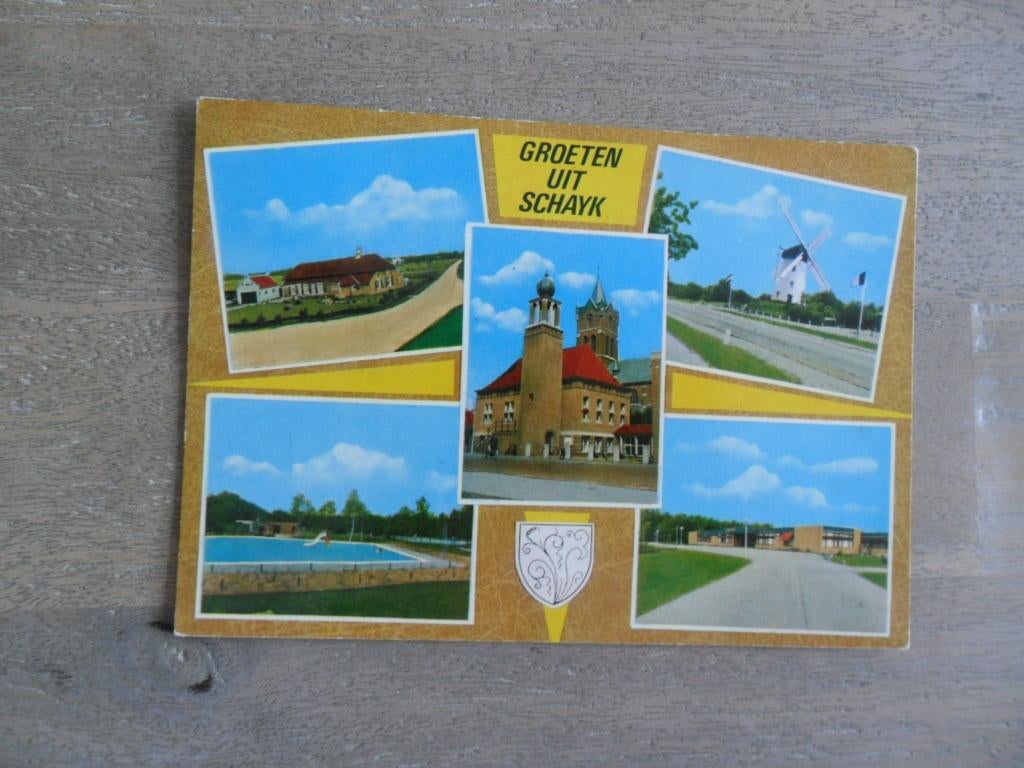 Schaijk, groeten uit/ zwembad/molen 1974, Verzenden, 1960 tot 1980, Gelopen, Noord-Brabant