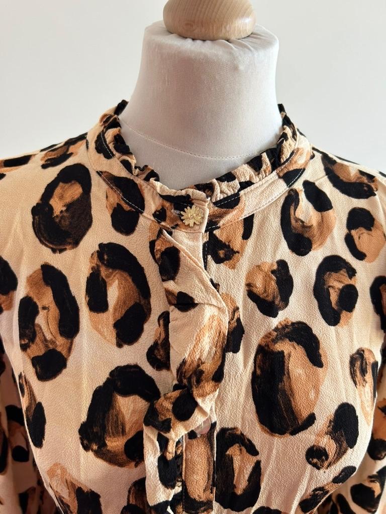 Fabienne Chapot maat 40 oatmeal panter Leo frill top 1393, Maat 38/40 (M), Bruin, Ophalen of Verzenden, Zo goed als nieuw