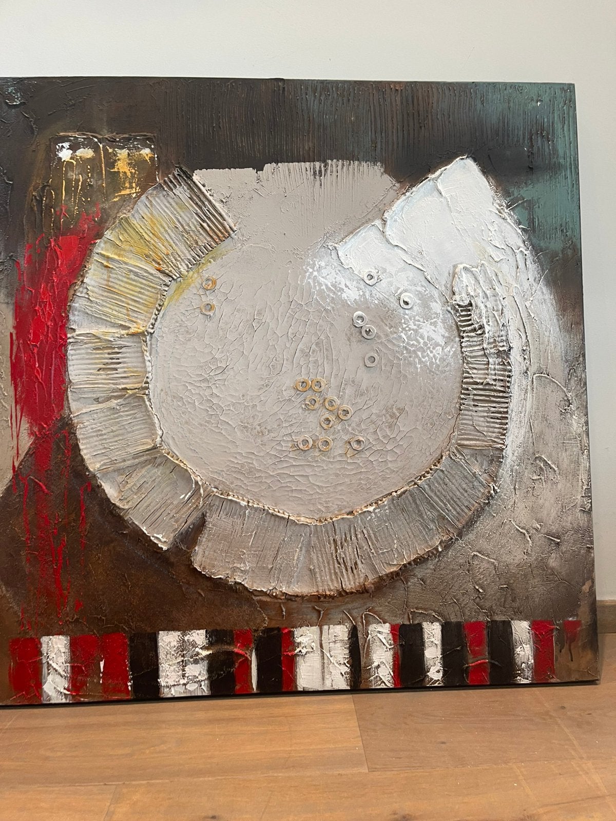 Abstract schilderij 100cm x100 cm – paardenhoef/hoefijzer, Antiek en Kunst, Ophalen