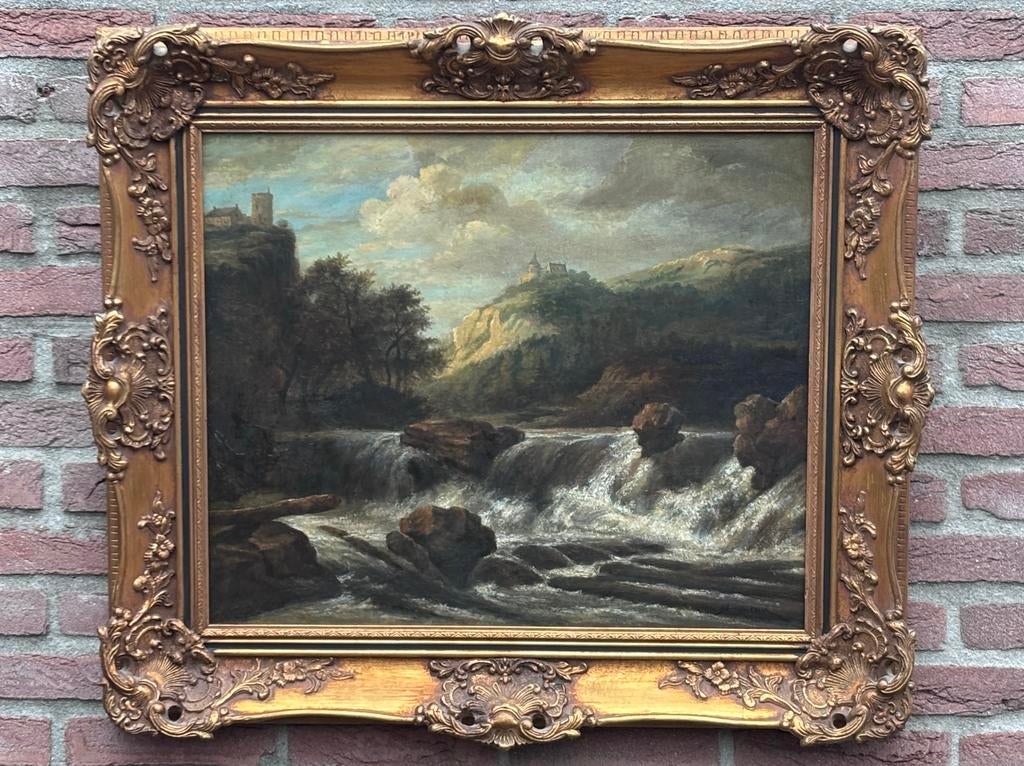 Prachtig Landschap met Waterval - J.C. van Wassenaar (Lijst), Antiek en Kunst, Kunst | Schilderijen | Klassiek, Ophalen