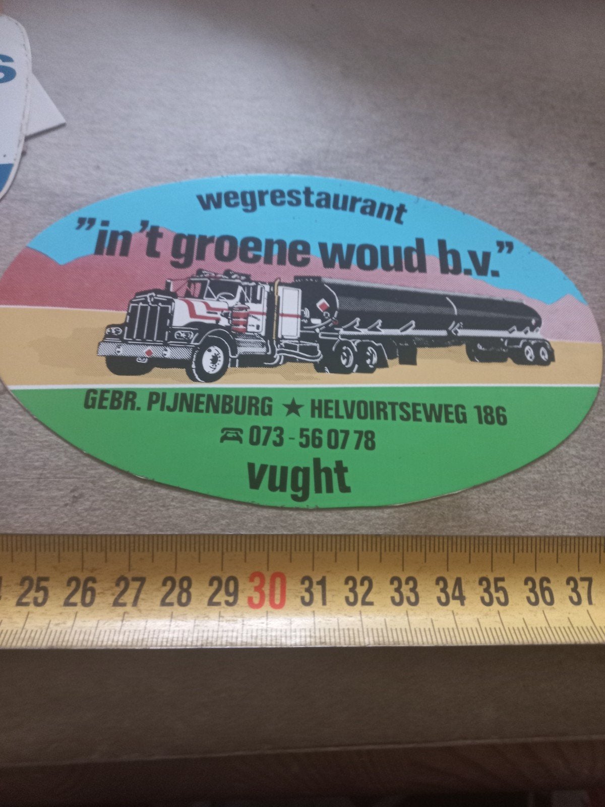 Vintage Sticker Wegrestaurant 'In 't Groene Woud' Vught, Verzamelen, Ophalen of Verzenden, Gebruikt