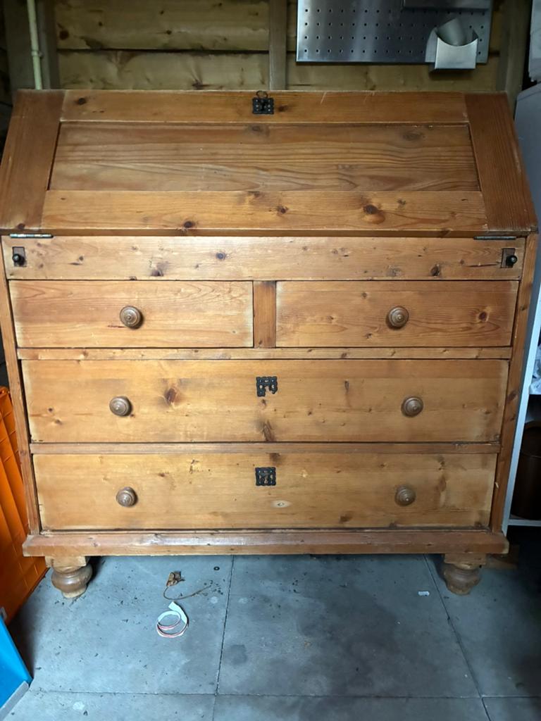 Replica oud eiken bureau, Ophalen, Hout, Bruin, Zo goed als nieuw