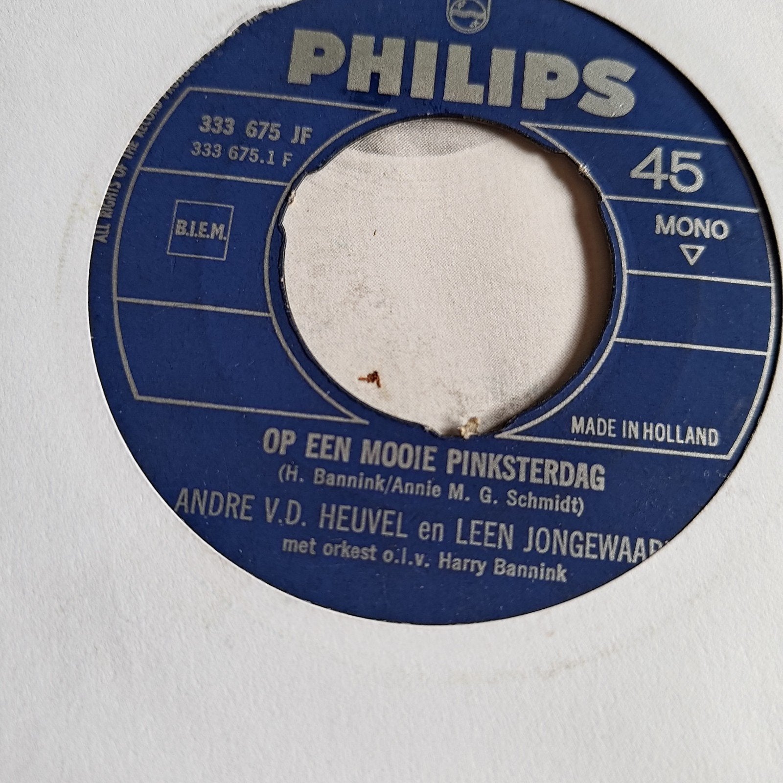 André v.d. Heuvel Leen Jongewaard - Op een mooie Pinksterda, Gebruikt, 7 inch, Ophalen of Verzenden, EP