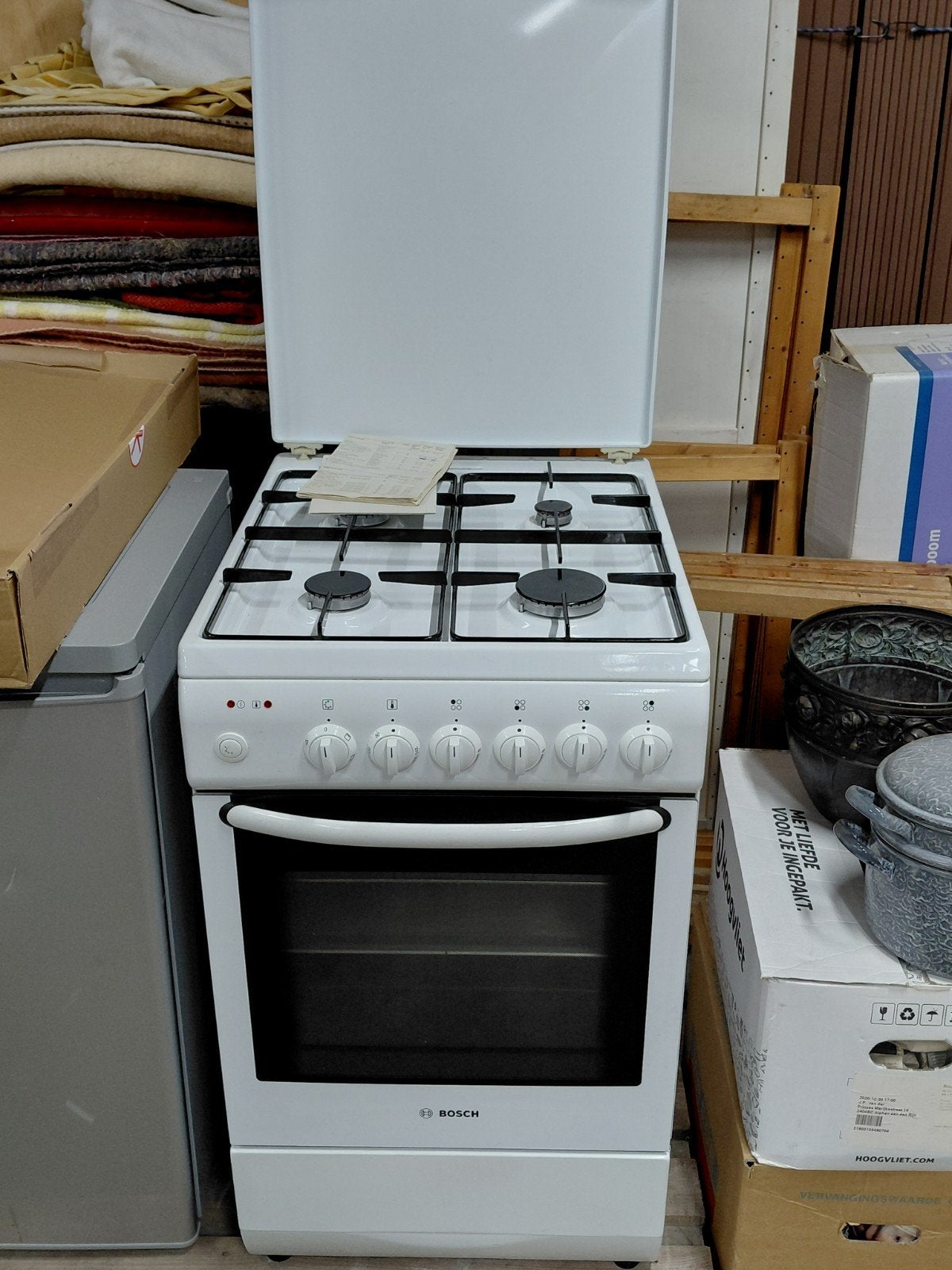 Bosch gasfornuis met elektrische oven, Ophalen, Grill, 4 kookzones, Gas