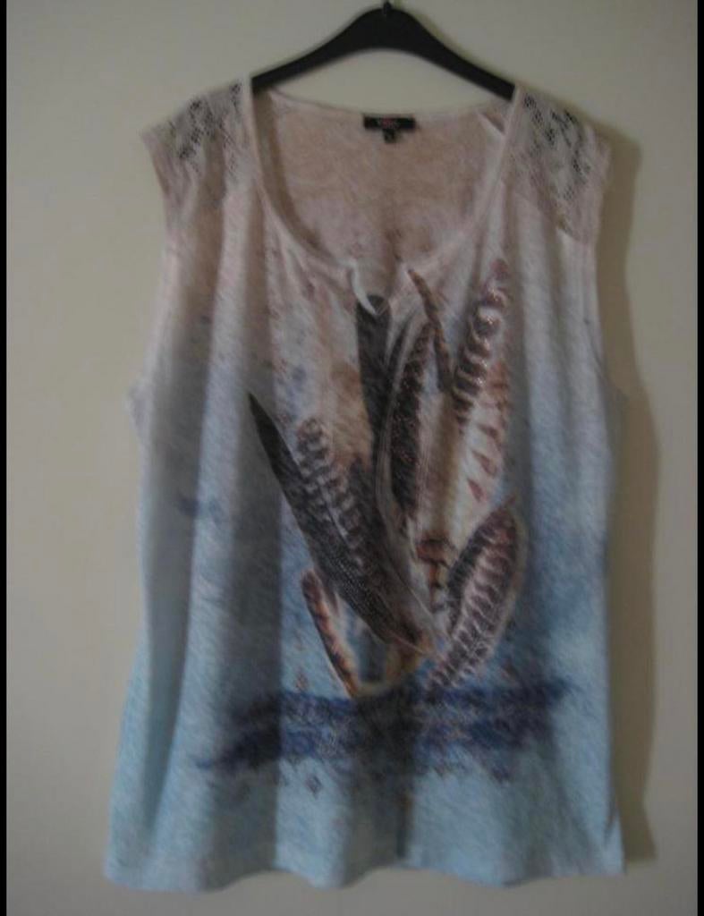 Nieuwe Enjoy top / mouwloos shirt. Maat XL = 46., Kleding | Dames, Ophalen of Verzenden, Nieuw, Blauw, Shirt of Top