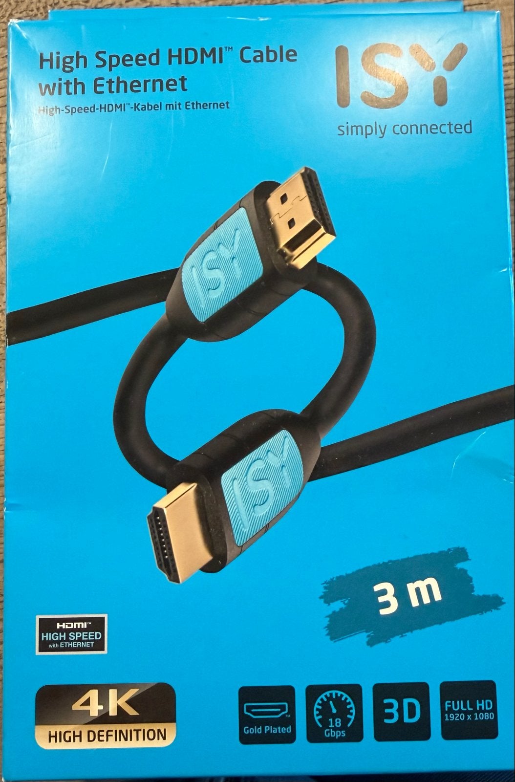 Nieuw ISY IHD-3000 High-speed HDMI + ethernet (3 m), Audio, Tv en Foto, Ophalen, Nieuw, 2 tot 5 meter, HDMI-kabel