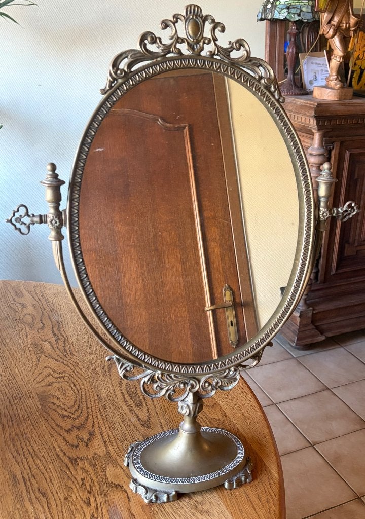 Te koop Barokke  messing kantelspiegel, Ophalen of Verzenden