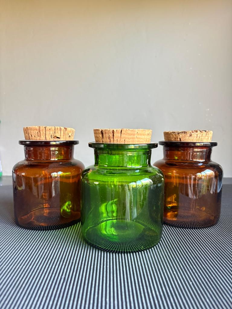 Set vintage glazen potten, Overige kleuren, Ophalen of Verzenden, Minder dan 50 cm, Glas