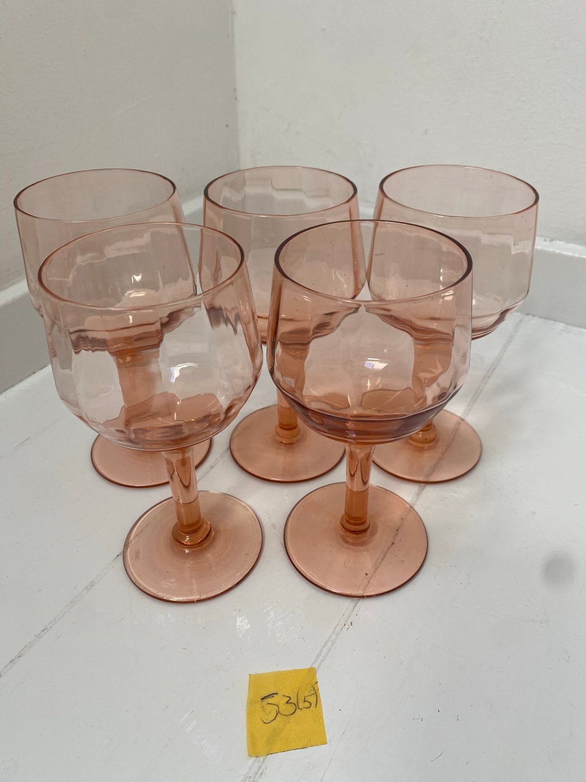 Set van 5 roze wijnglazen, Antiek en Kunst, Ophalen of Verzenden