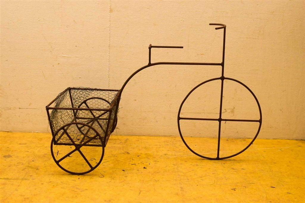 Metalen Driewieler fiets als bloempot 50671, Gebruikt, Rond, Ophalen of Verzenden, Tuin