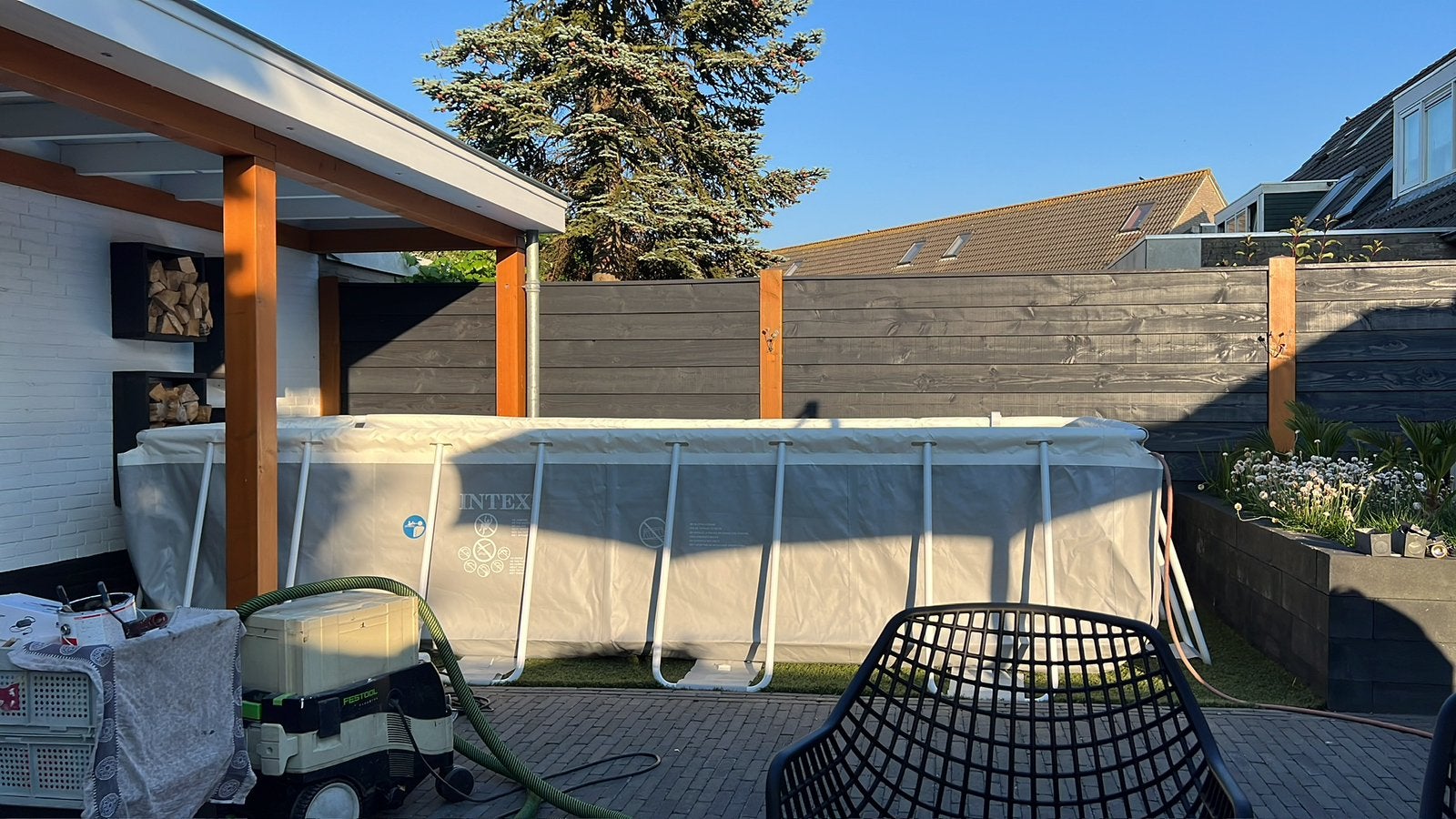 INTEX zwembad 488x244x107 compleet SET ZGAN 1-jaar, Ophalen, 200 tot 300 cm, 80 tot 120 cm, Zo goed als nieuw