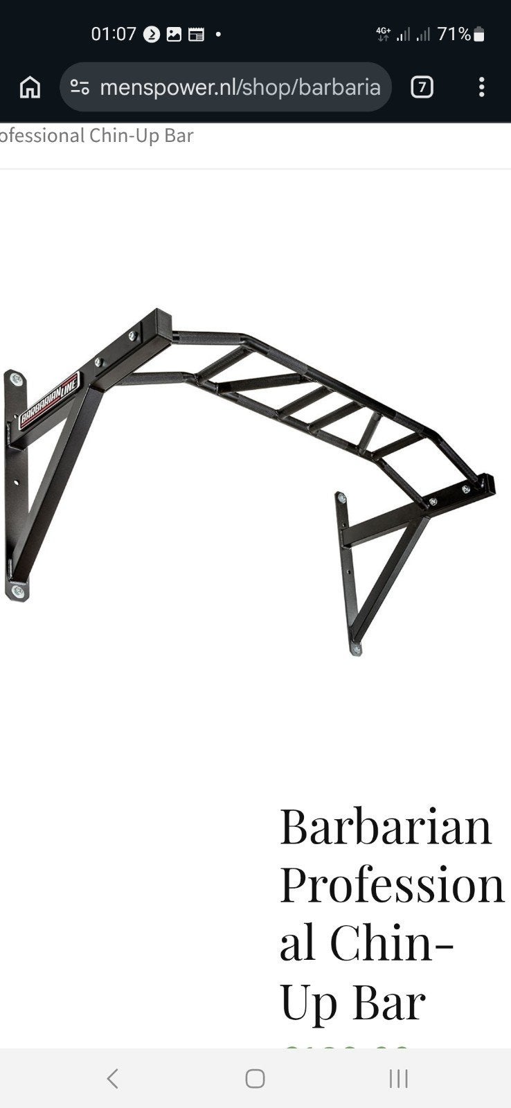 Barbarian Line Professionele Chin-Up Bar, Sport en Fitness, Ophalen, Zo goed als nieuw, Armen, Oprekstang