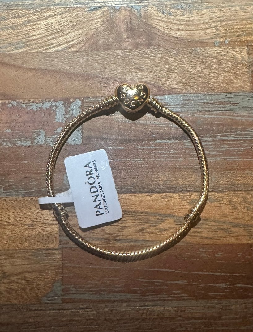 Pandora snake chain armband hartsluiting, Ophalen of Verzenden, Zo goed als nieuw, Goud