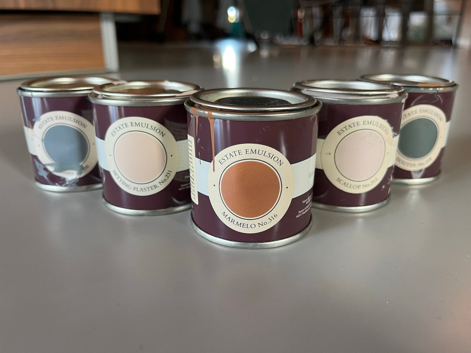 Farrow & Ball testers | De Nimes & Douter, Overige kleuren, Ophalen of Verzenden, Minder dan 5 liter, Verf