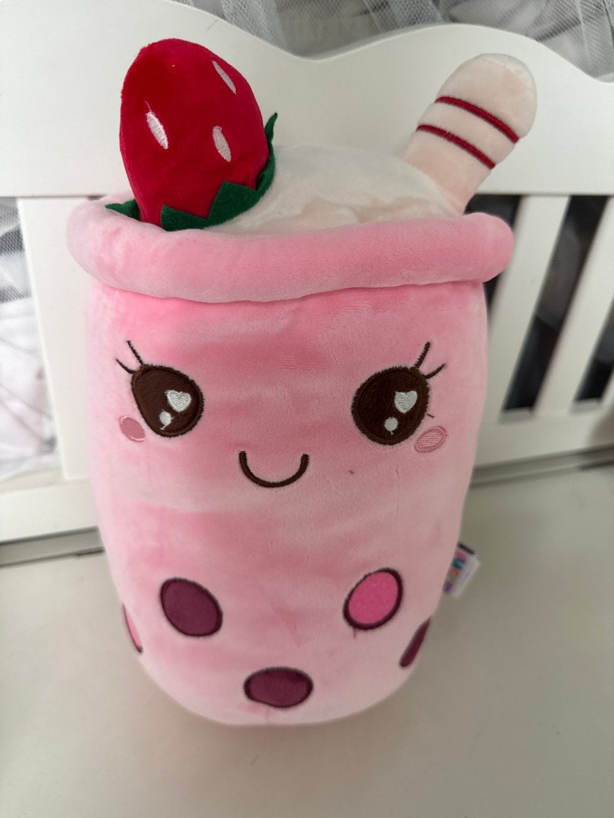 Roze Bubble Tea Knuffel met Aardbei en Rietje, Ophalen, Overige merken, Overige karakters, Overige typen