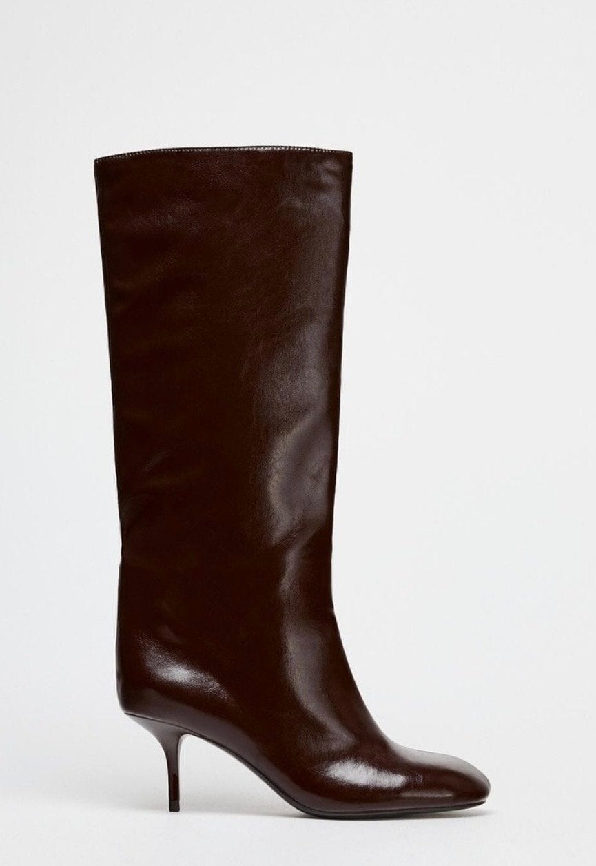 ZARA Hoge Laarzen Bordeauxrood Maat 38 Nieuw met label, Ophalen, Nieuw, Rood, Hoge laarzen