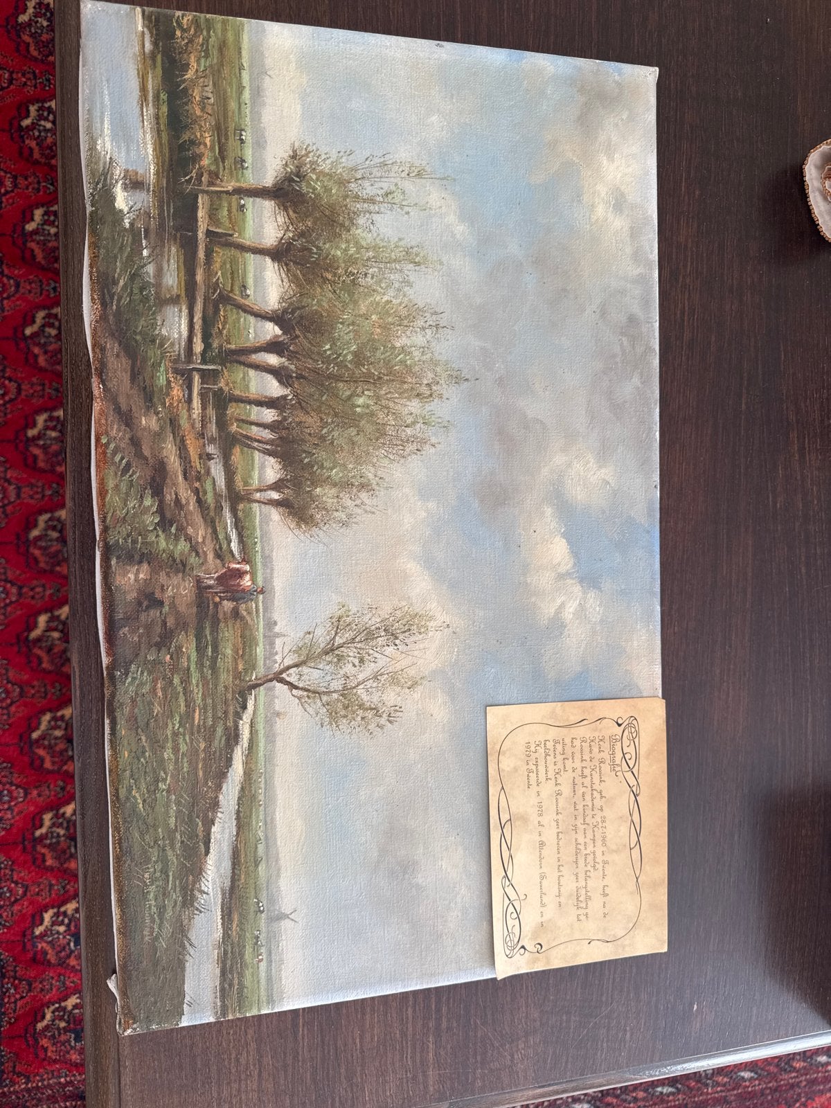 Olieverfschilderij Hollands Landschap met knotwilgen, Antiek en Kunst, Ophalen, Doek, Realistisch, Olieverf
