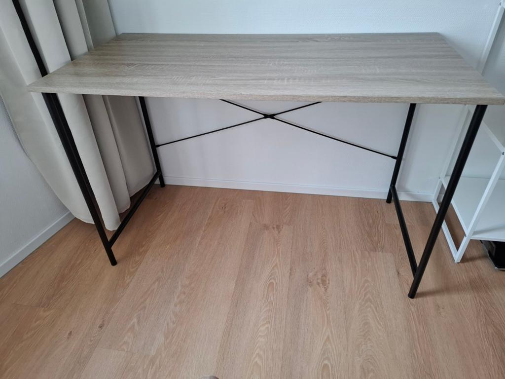 Bureau licht eiken zwart metaal 120x60x75cm, Huis en Inrichting, Bureaus, Ophalen, 120 cm, Zo goed als nieuw, Computerbureau