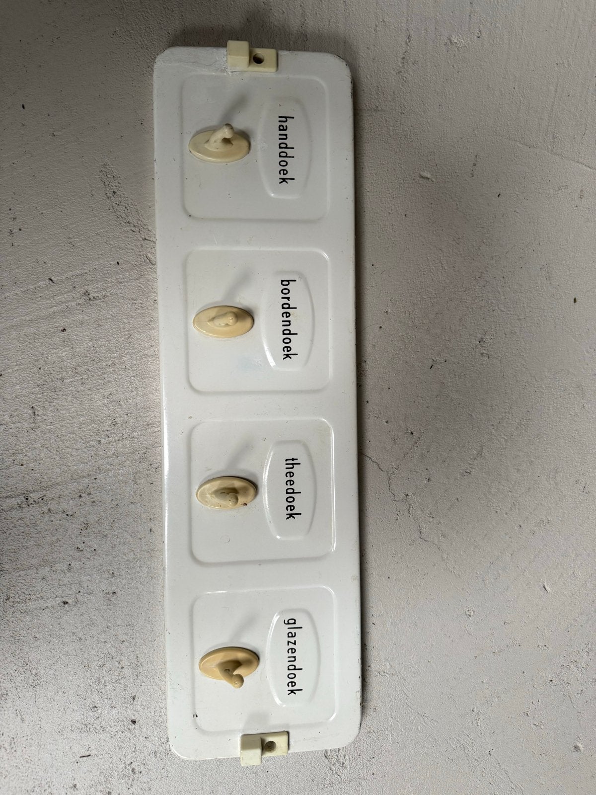 Vintage geëmailleerde handdoekrek met 4 haken, Ophalen of Verzenden