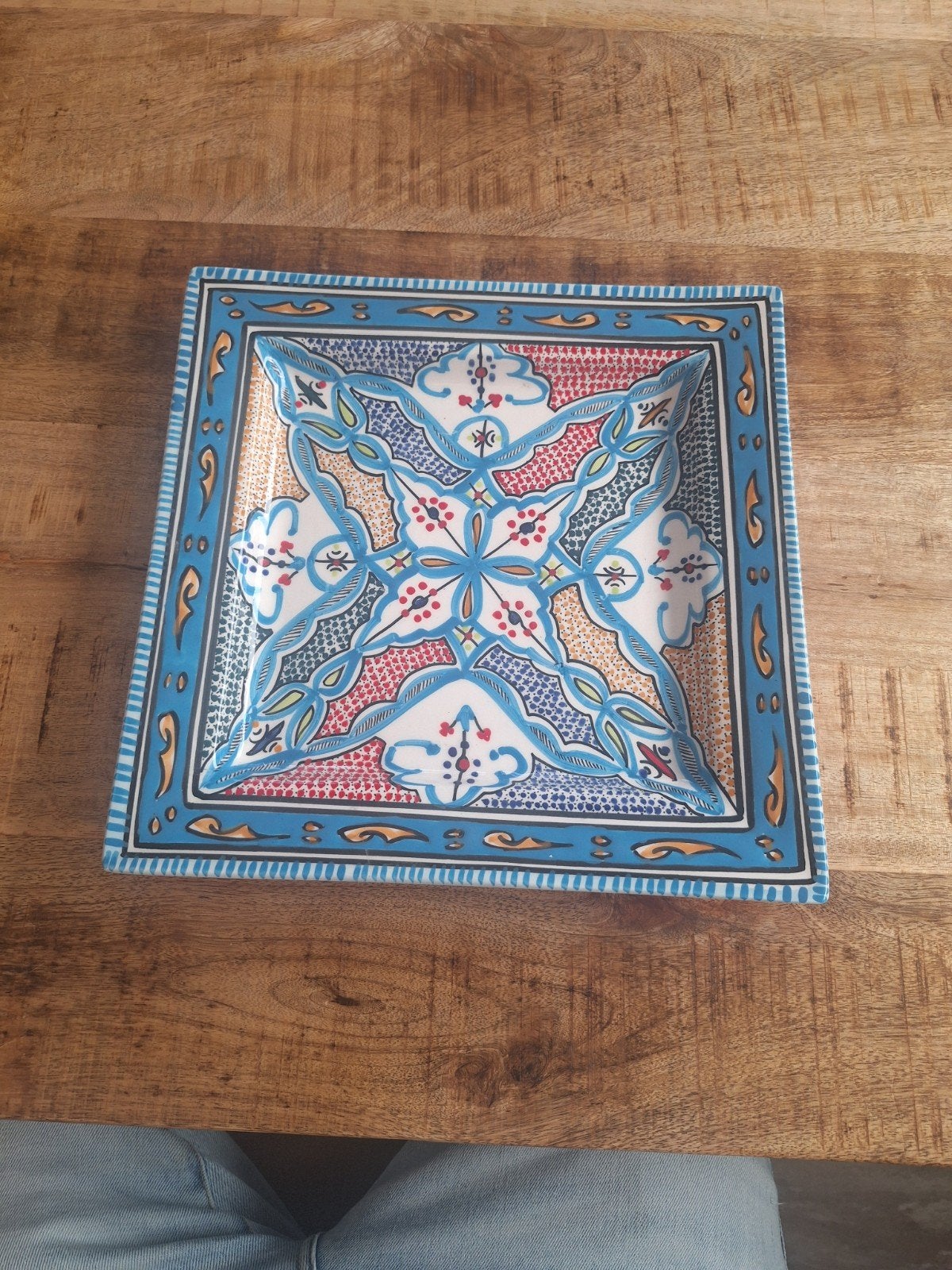 Handgemaakte Tunesische schaal - Mediterraans design, Ophalen, Meerkleurig, Mediterraans, Zo goed als nieuw