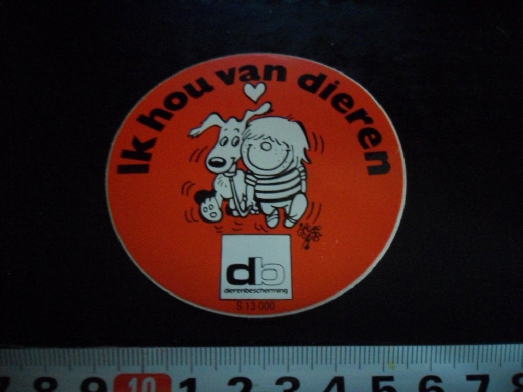 sticker strip Rob Gorter Dierenbescherming Ik hou van dieren, Ophalen, Zo goed als nieuw