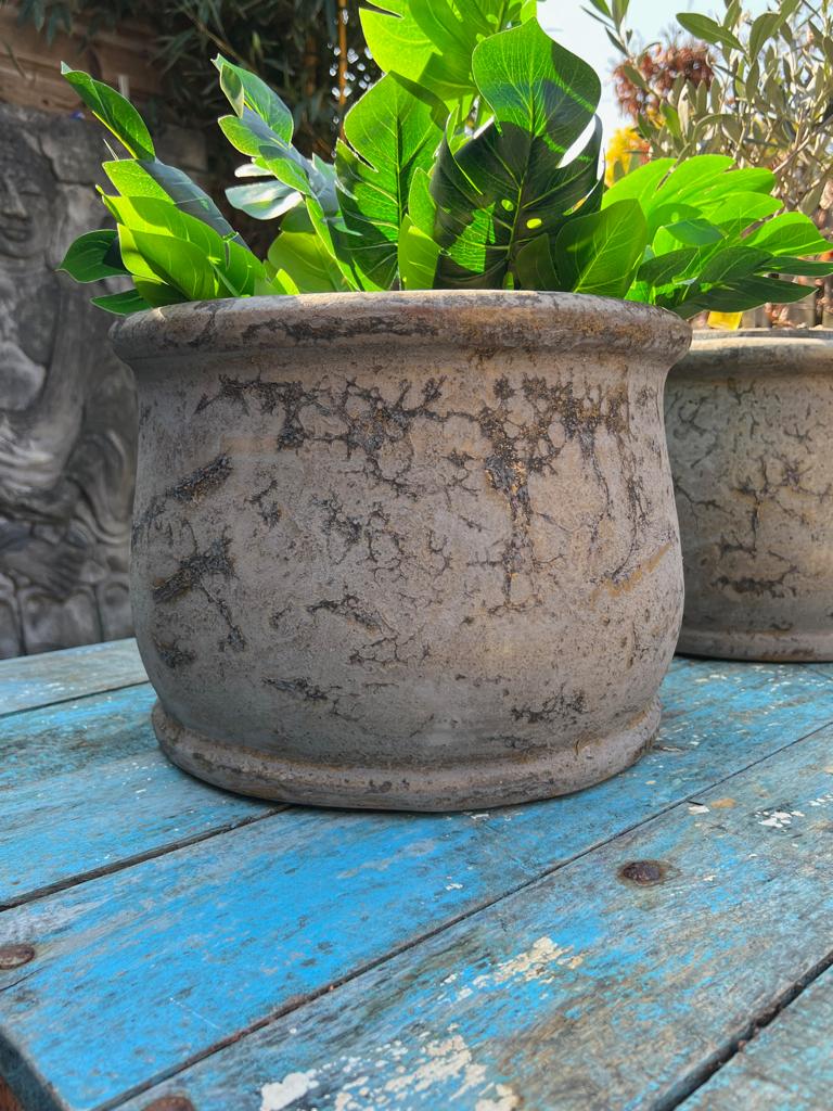 Keramiek pot Bali Indonesie donker gevlamd vaas stoer kleur, Verburgt Vintage, Rond, Nieuw, Ophalen of Verzenden