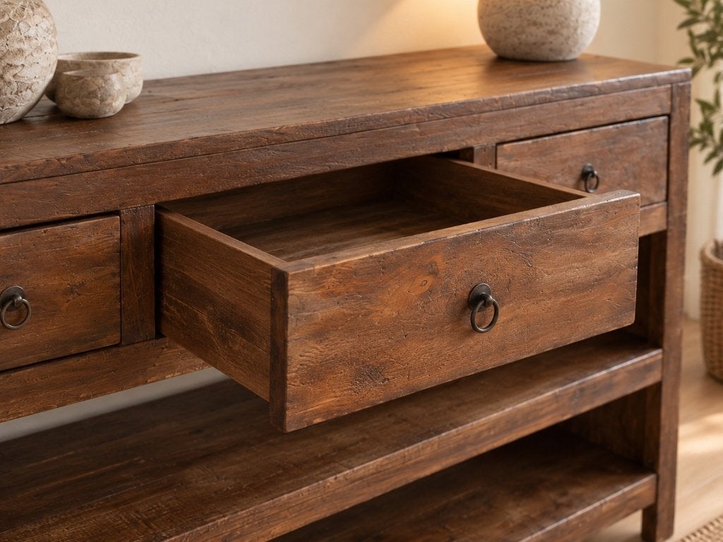 Nieuwe grote houten sidetable – magazijnopruiming, Ophalen, 100 tot 150 cm, Landelijk, stoer en industrieel, Nieuw