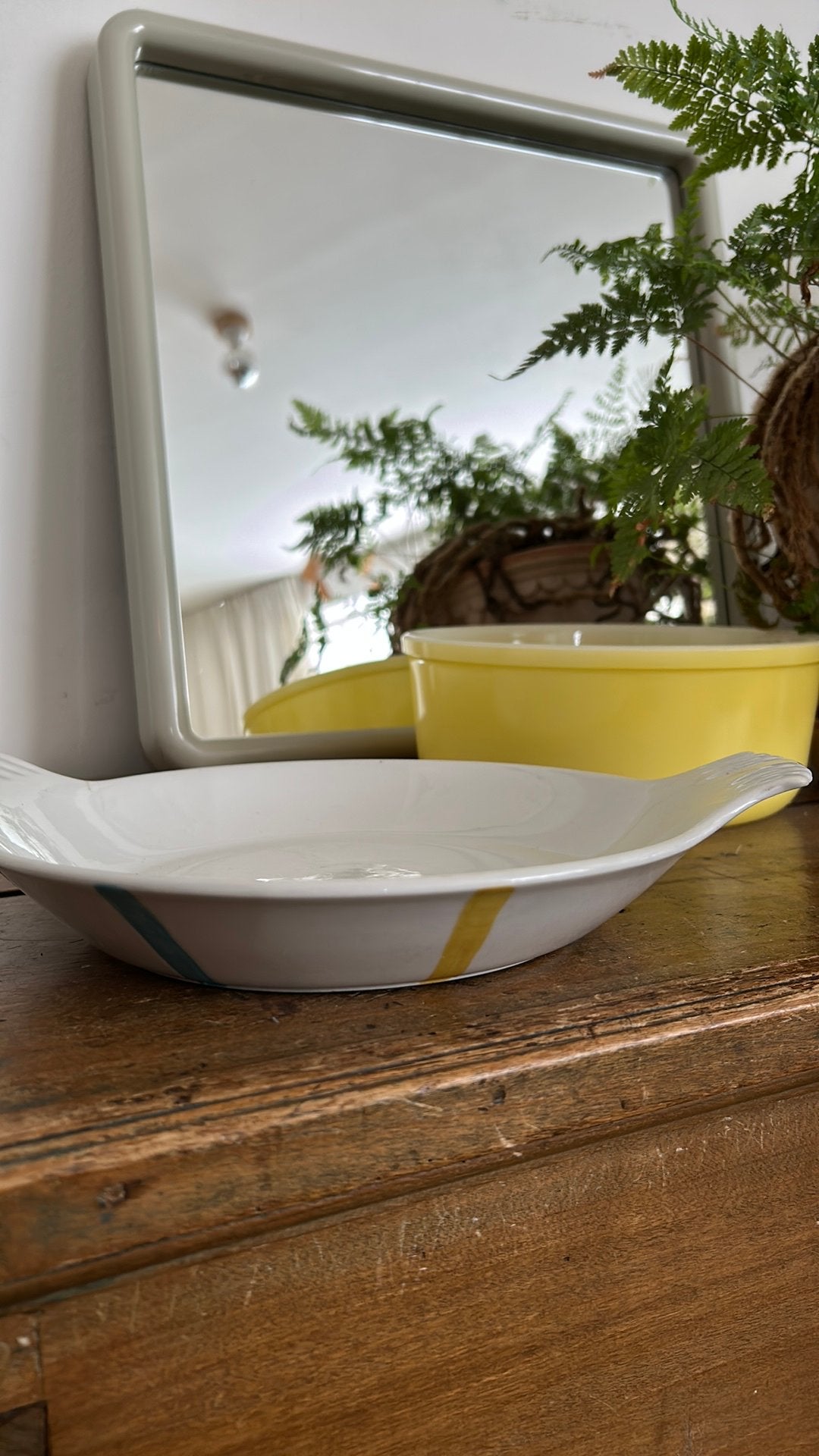 Vintage gele Arcopal kom & de Sphinx parafeu schaal, Ophalen of Verzenden, Glas, Overige stijlen, Schaal of Schalen