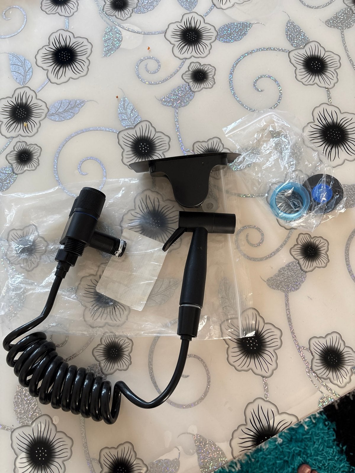 Nieuwe zwarte bidetsproeier set met slang en houder, Ophalen, Nieuw, Douche