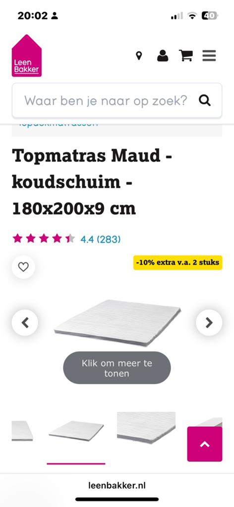 Topmatras 180x200 nieuw, Huis en Inrichting, Ophalen, Nieuw, Tweepersoons, 180 cm