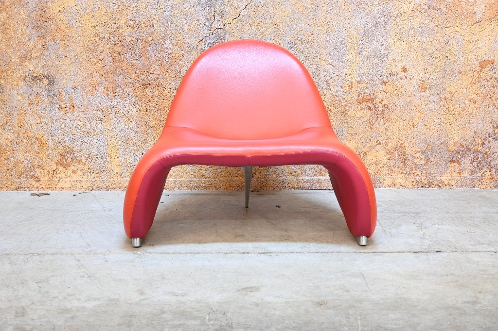 ZGANieuw rode leren Leolux Sella design fauteuil, Leolux, Leolux, 75 tot 100 cm, Ophalen of Verzenden