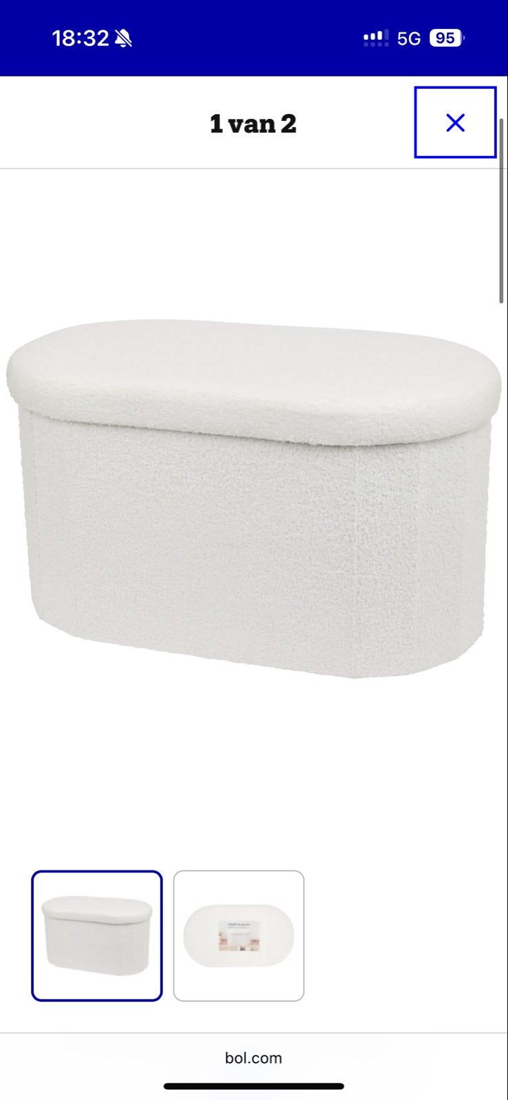 Witte Teddy Poef met Opbergruimt - Zo goed als nieuw Japandi, Ophalen, 75 tot 100 cm, Zo goed als nieuw, Stof