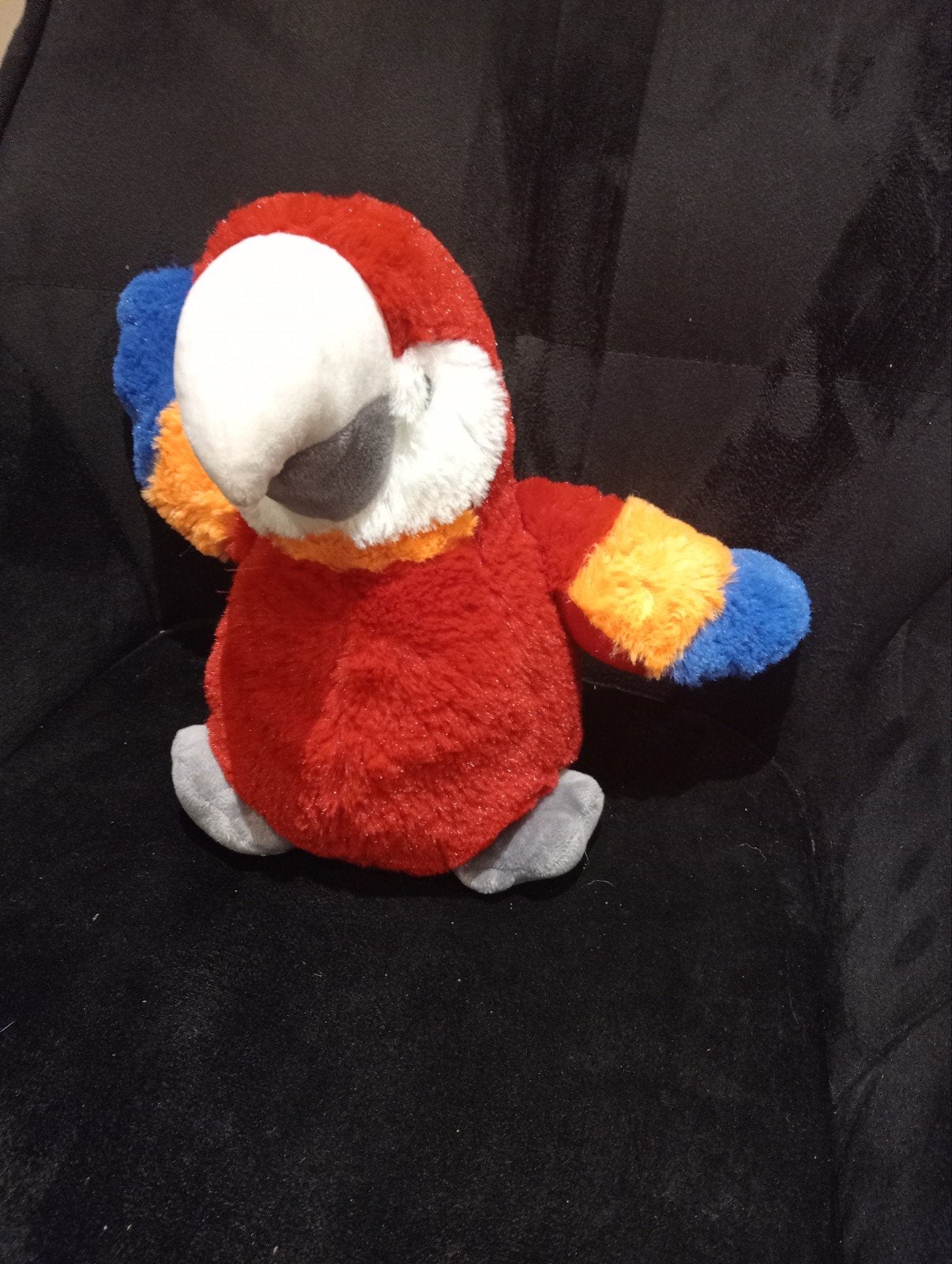 Leuke pluche zware  papegaai knuffel, rood met blauw en oran, Overige merken, Overige karakters, Overige typen, Ophalen of Verzenden