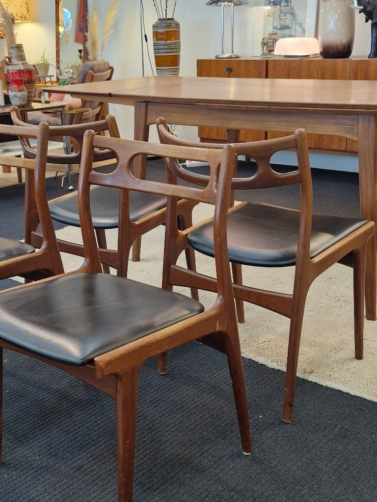 Deens Design eetkamerstoelen (set van vier)  Andersen Uldum, Ophalen, Gebruikt, Bruin, .