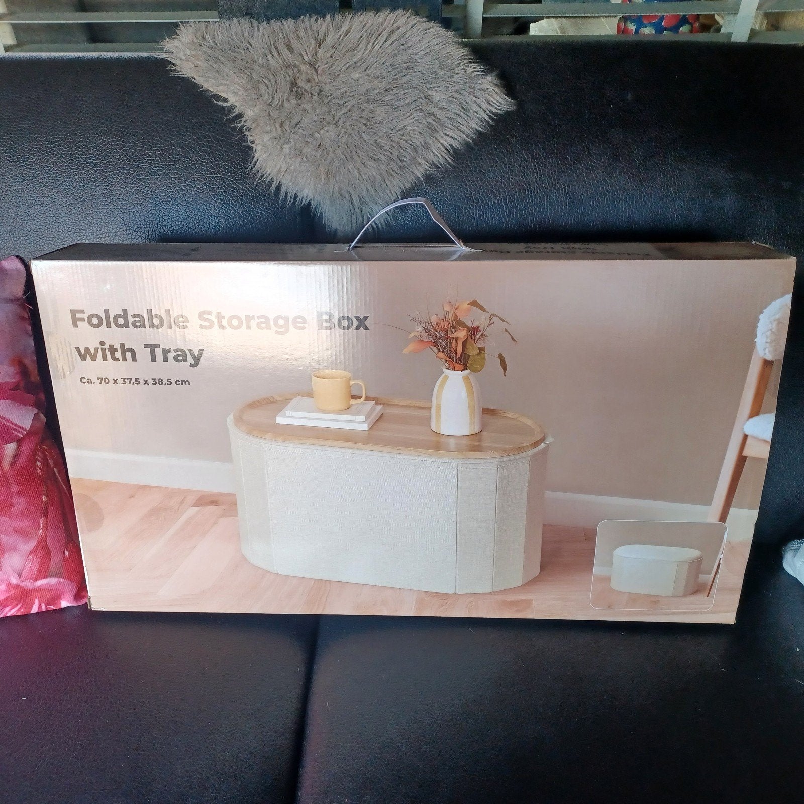 Opvouwbare opbergdoos met dienblad - Nieuw in doos, Ophalen, Hout, Beige, Nieuw