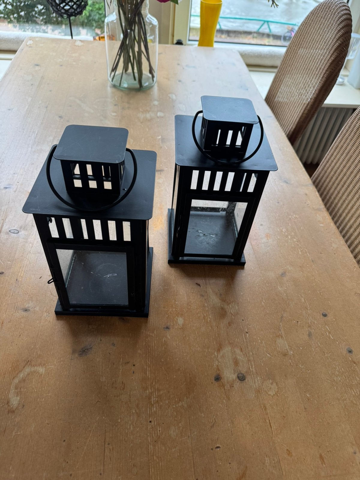 Windlichten, zwart, Tuin en Terras, Buitenverlichting, Ophalen, Zo goed als nieuw, Netvoeding, Minder dan 50 watt