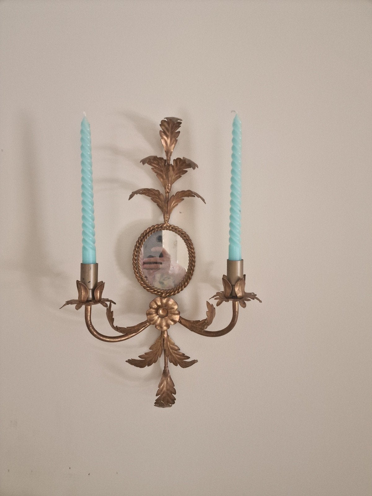 Florentijnse Vergulde Wandkandelaars met Spiegel (2 stuks), Verzenden, Goud