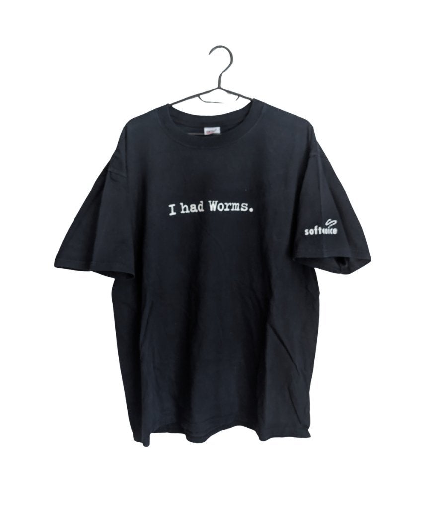 1990s "I Had Worms" T-Shirt XL Anvil Tag Funny Graphic Tee, Vintage, Vintage, Ophalen of Verzenden, Gedragen