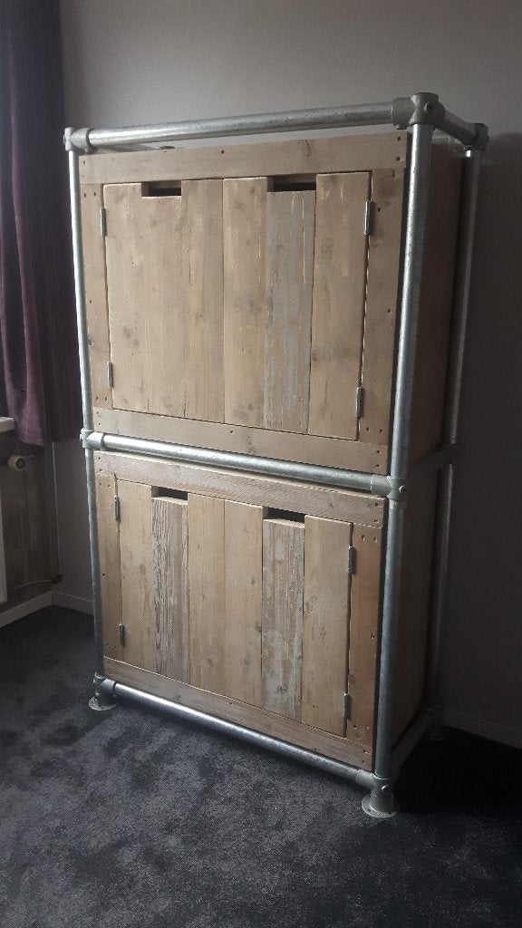 Stoere industriële kledingkast en bureau, Huis en Inrichting, Ophalen, 100 tot 150 cm, Industrieel / steigerhout, Eikenhout
