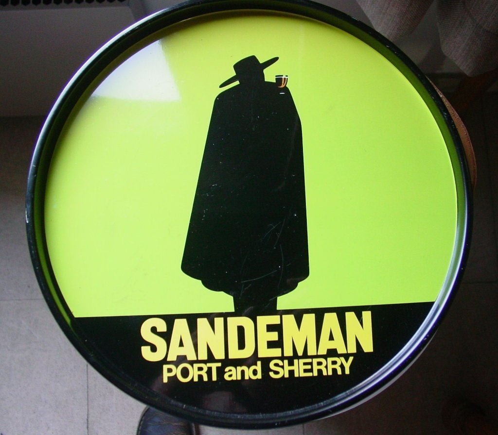 SANDEMAN DIENPLATEAU -METAAL-, Ophalen of Verzenden, Reclamebord