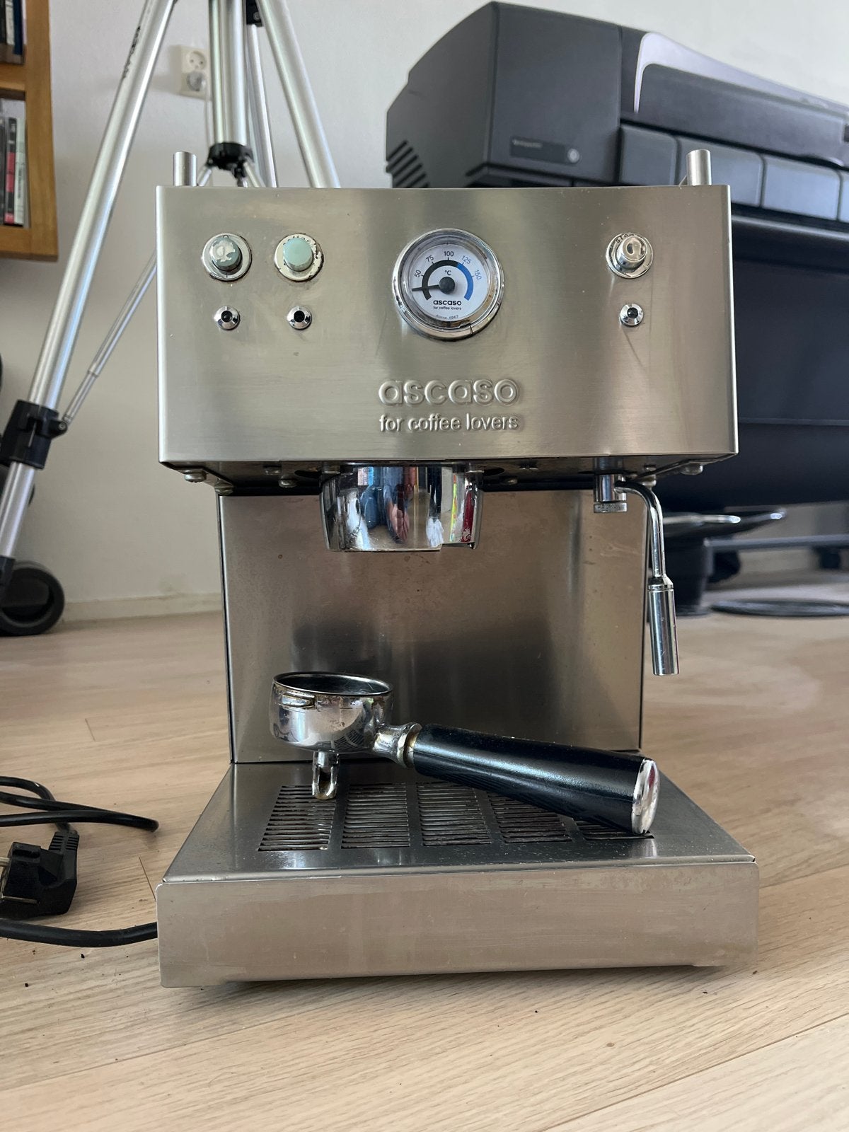 Ascaso Uno Inox Espressomachine - Defect, Stoompijpje, Gebruikt, Espresso apparaat, Gemalen koffie