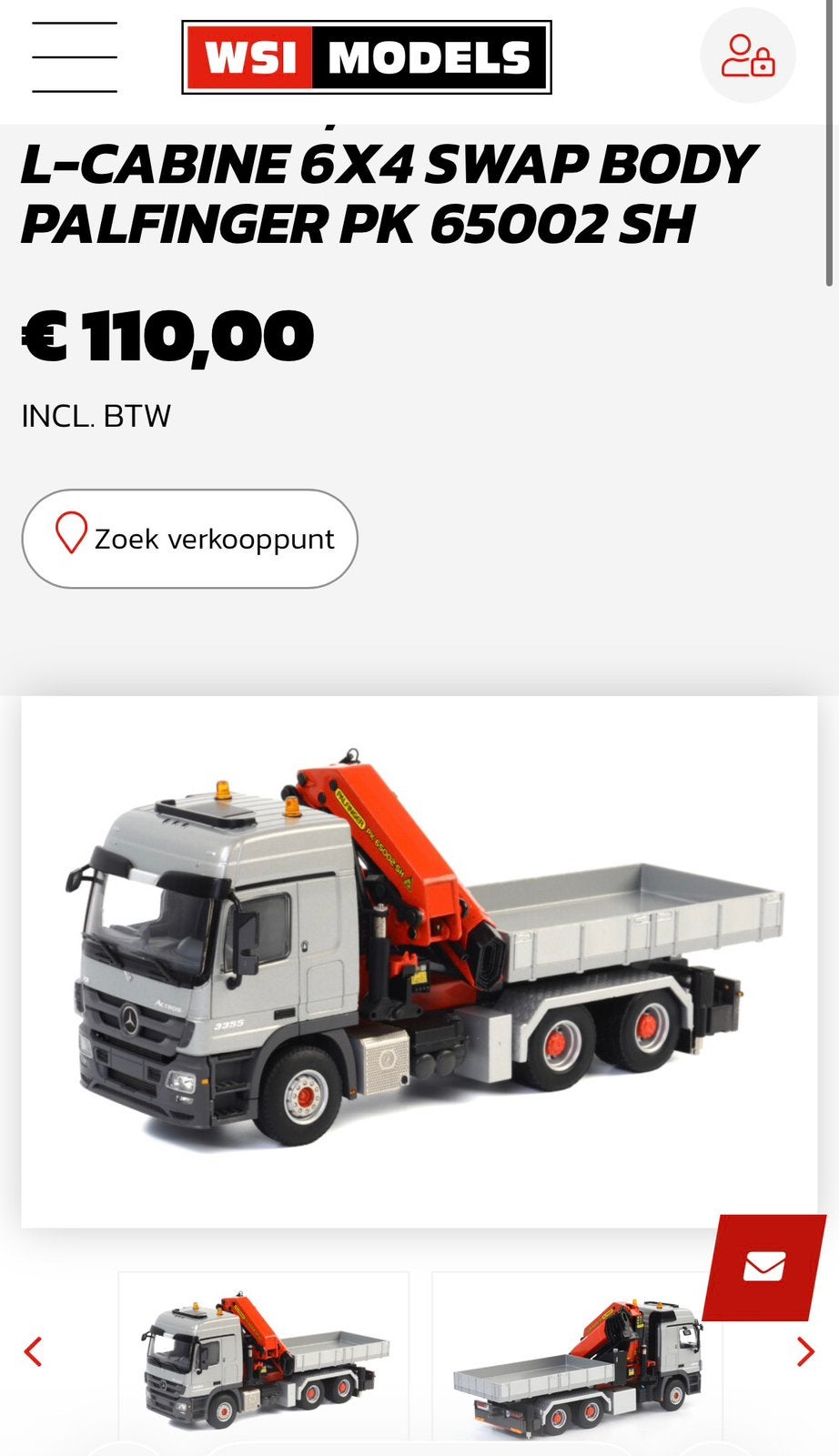 Gezocht!! WSI mercedes MP3 palfinger, Ophalen of Verzenden, Zo goed als nieuw, Bus of Vrachtwagen, Wsi